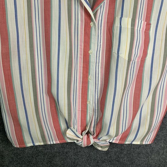 Old Navy Striped Shirt Women XXL Cap Sleeve Tie Waist Cool Summer Cotton Rayon - Picture 3 of 12